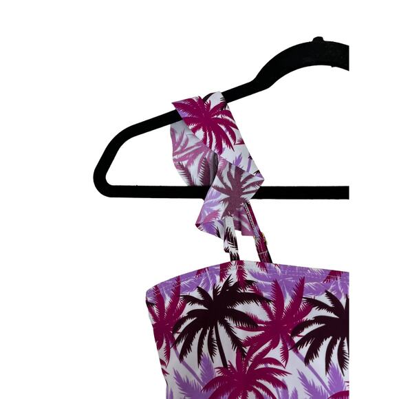 Jones New York Womens size Large bathing suit Palm Tree print ruffle L - Picture 3 of 5